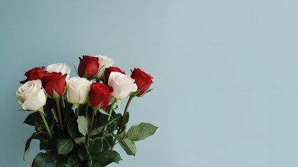 Bouquet of red and white roses