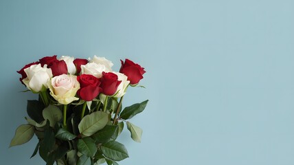 Vibrant bouquet of red and white roses