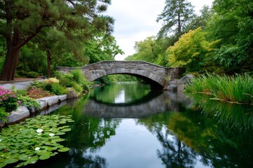 Gapstow Bridge spanning water in Central Park