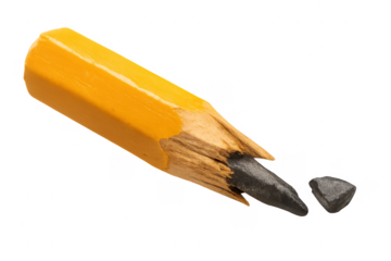 Short yellow pencil with broken lead tip