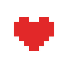 Red Pixel Art Heart Logo Retro 8-Bit Gaming Icon