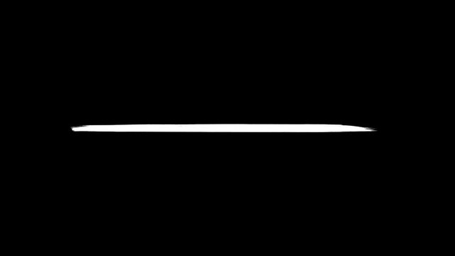 Minimalist white hand-drawn marker line animation on black background representing an underline, divider, or creative highlight for text, titles, and video annotations.
