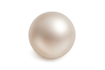 Elegant white pearl reflecting light on transparent background