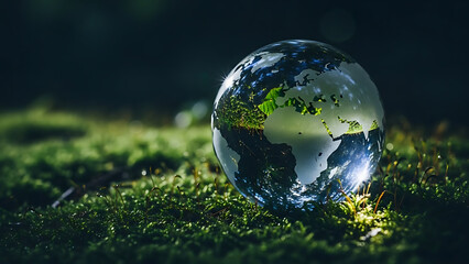 Globe on Mossy Ground in Forest Environment
