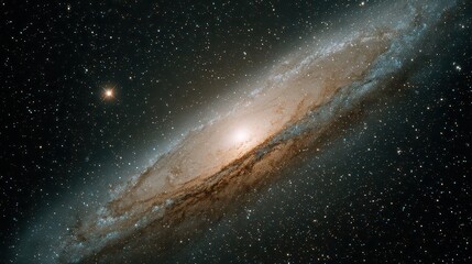 Fototapeta premium Detailed View of Andromeda Galaxy in Deep Space with Countless Stars and Cosmic Dust