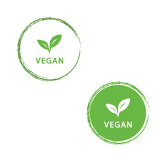 Green Vegan Labels with Hand-Drawn Circle Texture