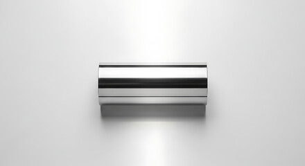 Modern metallic whisk with black stripes on white background