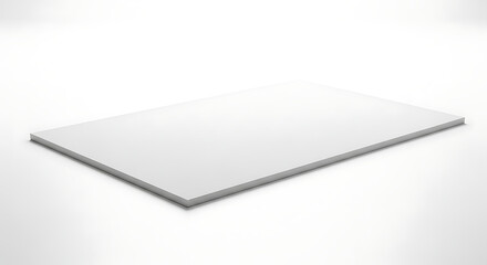Blank white ceramic tile slab in perspective on white background