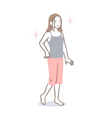 ポーズをとるダイエットに成功した女性のイラスト素材