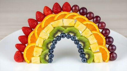 Stylish healthy brunch table with avocado toast, fruits, juice, and coffee in a modern café setting.