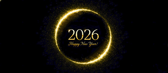 Elegant 2026 New Year Greeting with Golden Glitter Circle