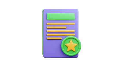 3D Document with Star Icon