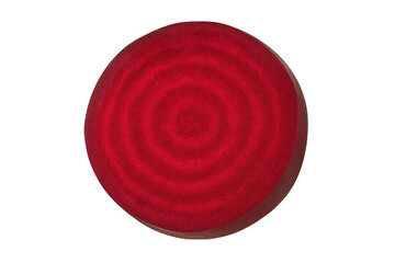 Round red beetroot slice cross-section on transparent background