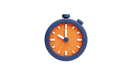3D Stopwatch Illustration on White Background