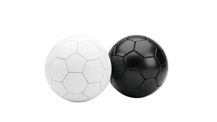 Black and White Soccer Balls on White Background