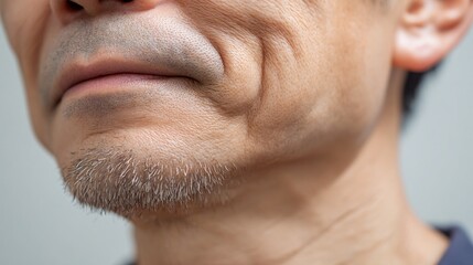 Fototapeta premium 無精髭と首の深いシワが老化を感じさせる高齢男性