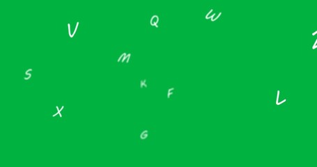 Digital animation of english alphabets floating against black background - Powered by Adobe