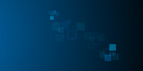 Fototapeta premium Abstract technology futuristic digital graphic concept square pattern with lighting on blue background.