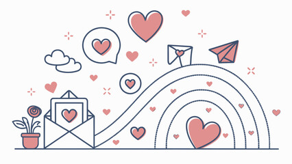 Vibrant heart rainbow illustration for love and communication