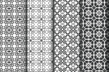 Seamless black and white geometric ornament pattern.