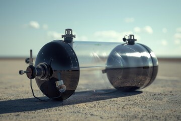 Innovative water transportation system using cylindrical containers lying on the desert soil, offering a potential solution for arid regions