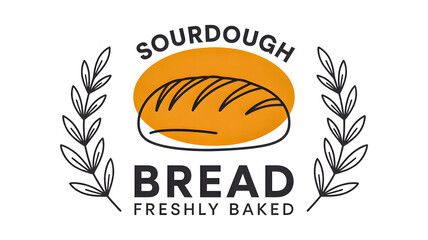 Sourdough bread logo with wheat and bakery label
