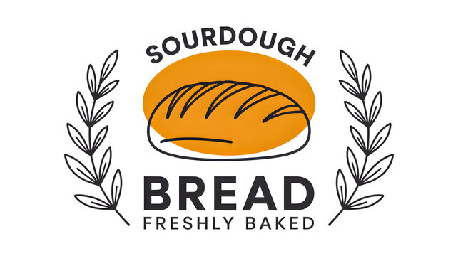 Sourdough bread logo with wheat and bakery label

