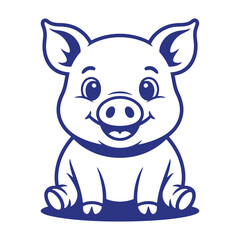 Fototapeta premium Smiling Piglet Cartoon Character Outline