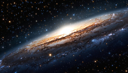 Vast Spiral Galaxy Illuminated by Distant Stars in the Cosmic Expanse
