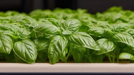 Fresh basil leaves stretch vibrantly under gentle sunlight, embodying culinary magic and Earth Day's green embrace in a kitchen garden