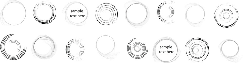 Halftone dots in circle form. round logo . vector dotted frame . Half tones design element
