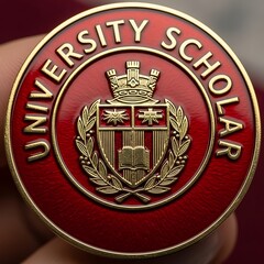 A gold heraldic shield emblem featuring a red Soviet star and eagle crest hangs from a golden military medal with a red ribbon banner as a USSR award vector on a white background