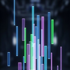 Abstract background vector with 3d financial arrows and lines depicting a business market growth chart and data report illustration for a technology city skyscraper concept design
