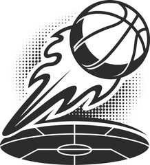 Basketball Slam Dunk Vector Illustration, Dynamic Sports Line Art.