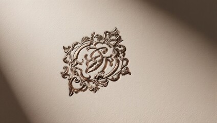 Elegant Monogram Emblem with Intricate Scrollwork and Letter R.