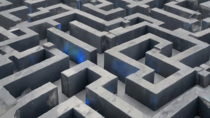 Intricate Maze Structure with Blue Light Accent.