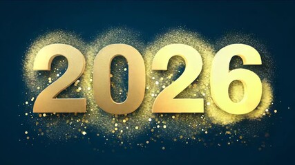 Celebration of New Year 2026 with golden numbers and festive decorations