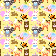Obraz premium Baby Shower Rainy Parade Pattern