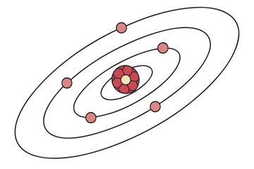 Orbiting Electron Around Atomic Nucleus Representing Fundamental Subatomic Particle Structure