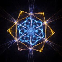 Abstract Christmas star background illustration featuring a glowing blue night sky with bright magic lights and shiny sparkles for a festive holiday wallpaper design