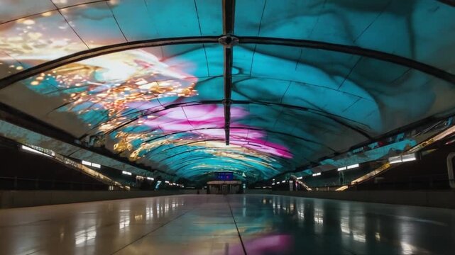 Museum in a subway. Paintings and pictures.