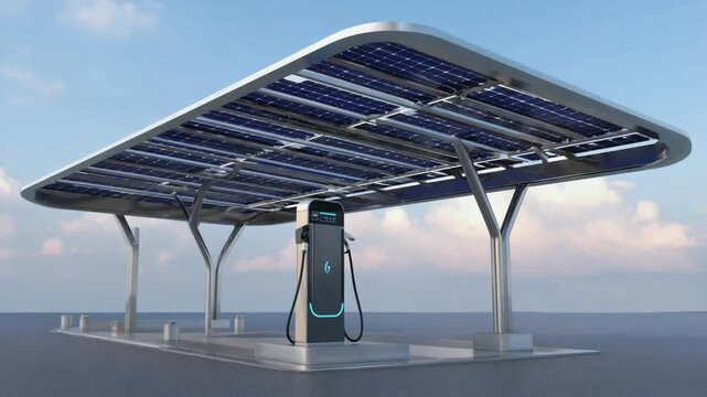 EV car charger with solar panel.