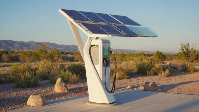 EV car charger with solar panel.