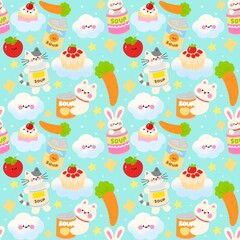 Fototapeta premium Kawaii Canned Food Seamless 