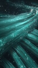 Abstract Teal Lines with Sparkling Dots Against a Dark Background Technology Concept Shiny Surfaces Modern Backdrop Network Connectivity Light Streaks
