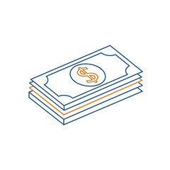 Illustration of a Money Stack with Coins for Financial and Business Concepts