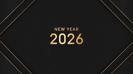Happy New Year 2026 Background Design with Gold Text on Black Background