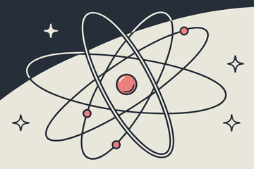 Spinning Electron with Directional Arrows Showing Quantum Spin and Magnetic Moment
