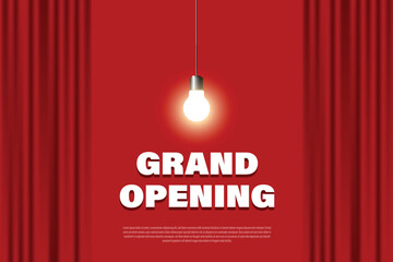 grand opening red background, with curtain and light elements
