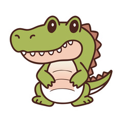 Fototapeta premium A cute green cartoon frog character with a happy smile and big eyes is a fun vector illustration of an isolated wildlife animal or amphibian drawing